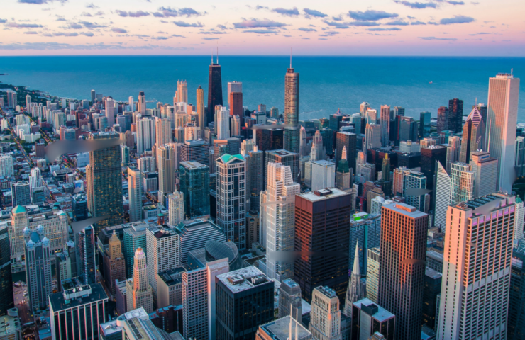 A skyline view of a beautiful city